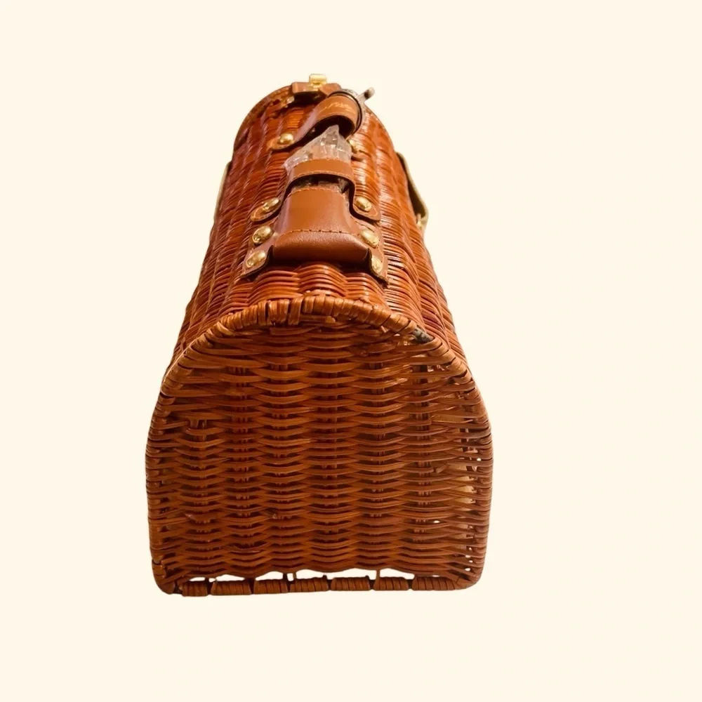 VTG Beau Rivage Wicker Wine BottleHolder Carrier Picnic Case w/Strap & Corkscrew
